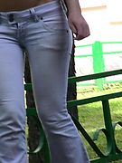 This public pants pisser can't hide a large wet spot on her jeans
