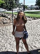Public Park Exhibitionist - naughty nudity outdoors on the park swings!