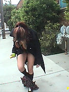 Flashin Natural Satine- flasher prances all around town wearing nothing but overcoat, socks and shoes! Laughing exhibitionist naked on public streets!